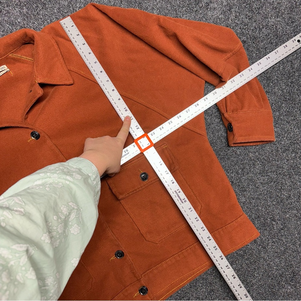 Oversized Fleece Chore Jacket Barn Granola Outdoors Adventure Rust Button Up - Picture 5 of 8